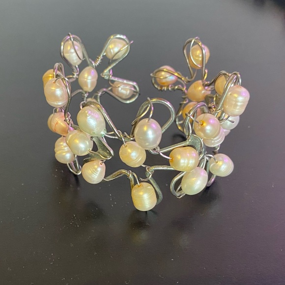 Freshwater Pearl Handmade Cuff Bracelet - Picture 2 of 6